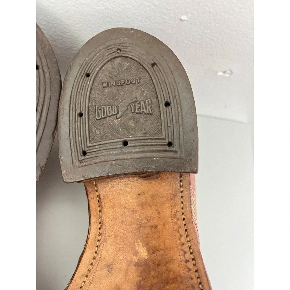 Vintage Spectator Oxford Shoes Mens 6C Brown Leather Mesh Two Tone Cap‎ Toe